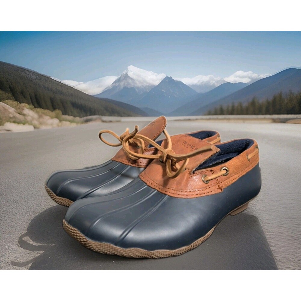 Sperry Duck Comfort Casual Leather/Rubber Boots Low Cut  Blue Women's Size 8 GUC